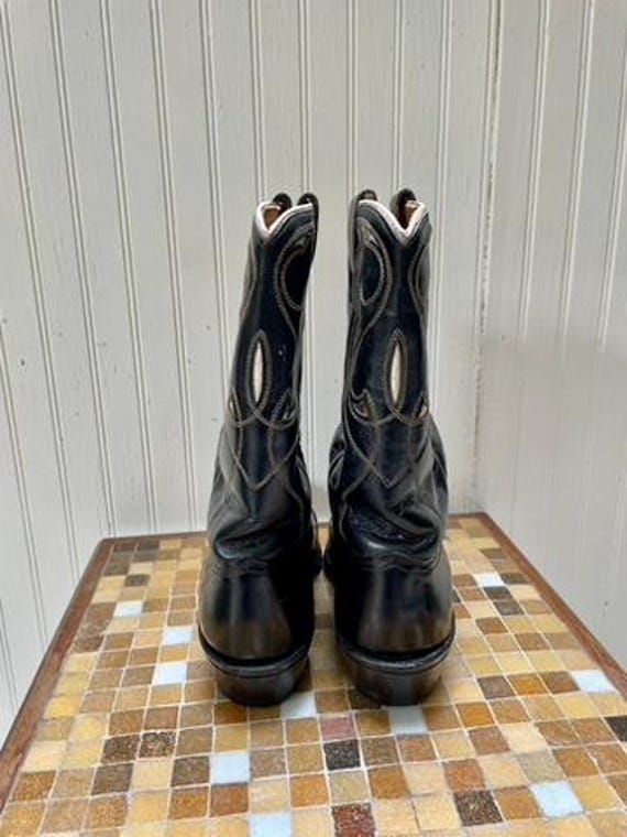 Vintage Acme Leather Intarsia Black Leather Cowbo… - image 4