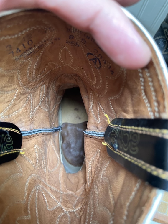 Vintage Acme Leather Intarsia Black Leather Cowbo… - image 5
