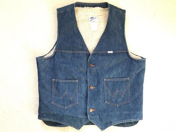 Barely Worn Vintage 1970s Wrangler Sherpa Denim V… - image 1