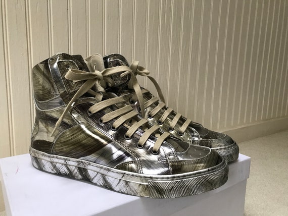 Martin Margiela MM6 Silver Brushstroke Sneakers, … - image 1