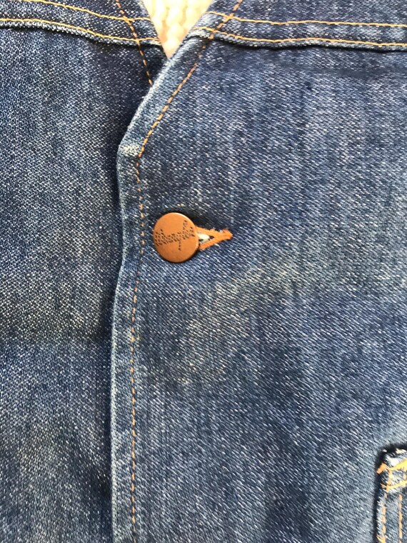 Barely Worn Vintage 1970s Wrangler Sherpa Denim V… - image 3