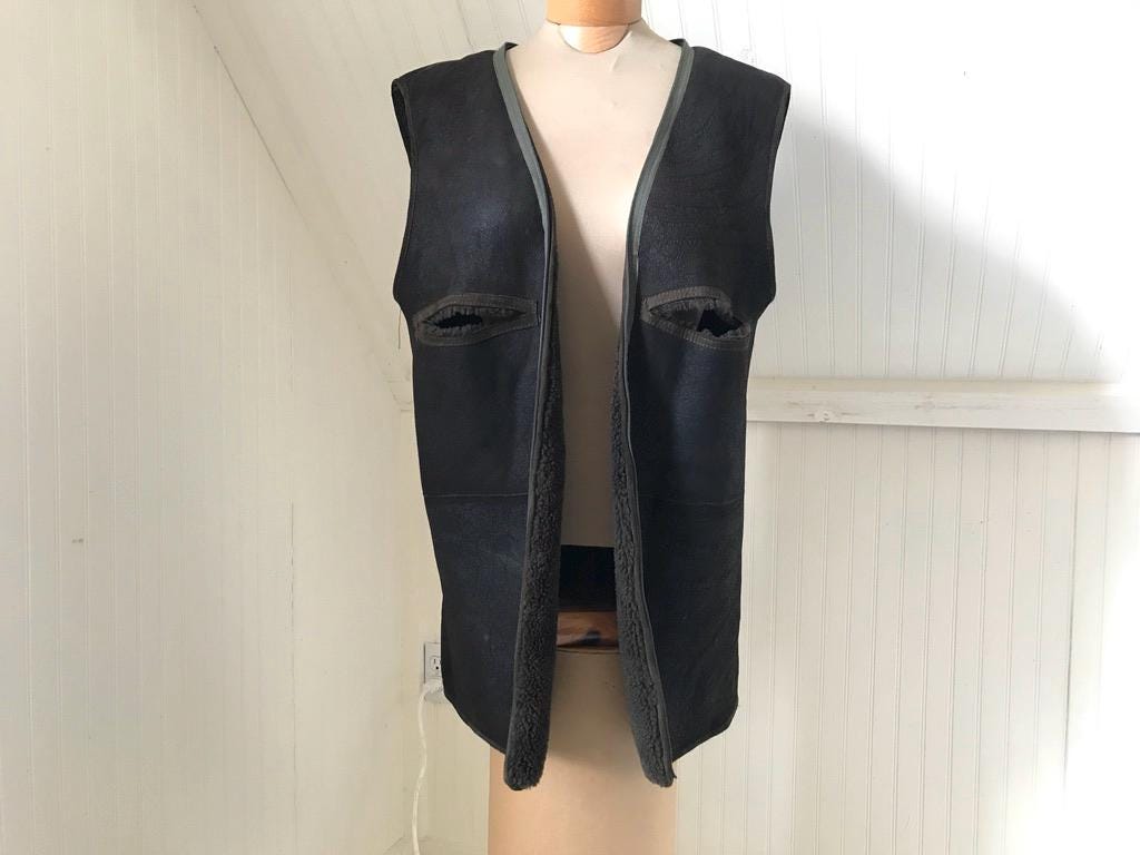 Ralph Lauren Purple Label, Vintage 1990s Ralph Lauren Purple Label Chocolate Brown Shearling Liner Vest, S Unisex