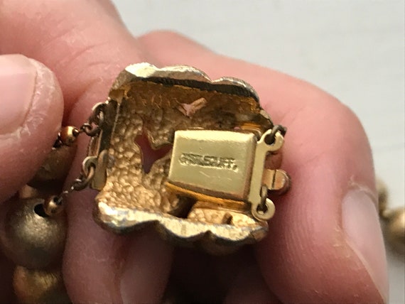 Vintage 1960s Florentine Finish Gold Metal Bead M… - image 4