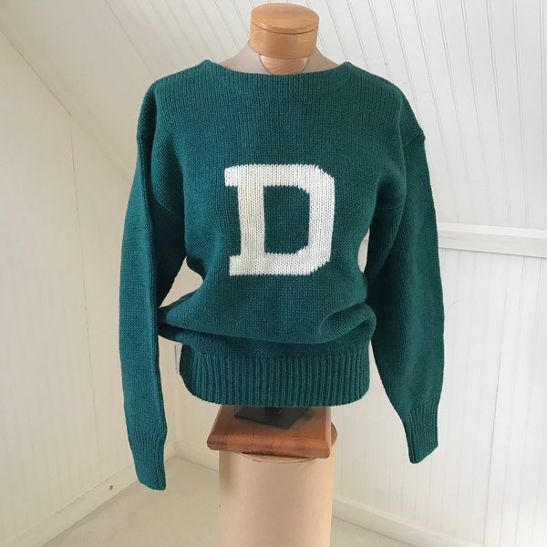 Unworn Vintage 1990s Dartmouth Varsity Wool Boatneck Sweater, S-M (unisex)