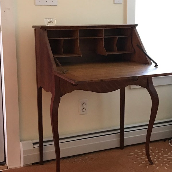 LOCAL PICKUP ONLY Elegant Antique Tiger Oak Secretary Desk, c. 1900