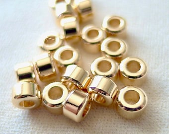 20pc, 14k gold plated Spacer Beads, 6mm x 4mm, 2.5mm hole, pkg 20 pieces