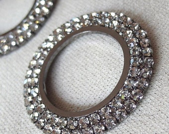 2pc Rhinestone Donut Pendant 28mm diameter, 2mm thick, gunmetal tone. FREE SHIPPING orders of 75 USD or more code FREE75