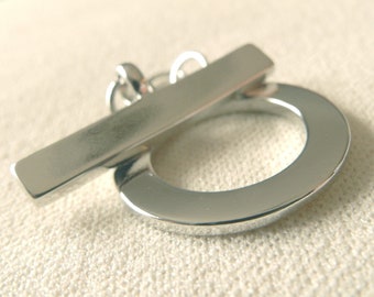 4 Toggle Clasps, Simple Round Silver, 20mm diameter Ring, 25 mm long bar, 1.5mm thick. 4 clasps.