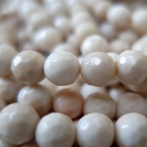 6mm Creamy Faceted Petrified Wood Round Beads, full 15-16 strand image 1