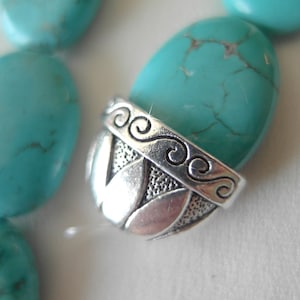 10 Large Antiqued Silver Bead Cap or End Cap, 20mm x 12mm opening,13mm tall, pkg of 10 pieces
