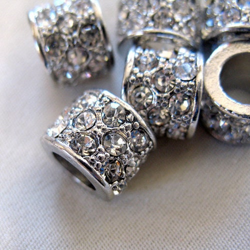 4pc Clear Crystal Rhinestone Studded Antique Silver Rondell | Etsy