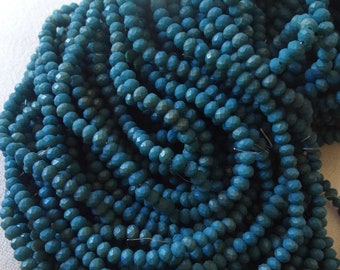TWO 16" STRANDS Indian Blue Faceted Crystal Beads, 2.5mm x 2mm, 150 beads per strand. 32" total