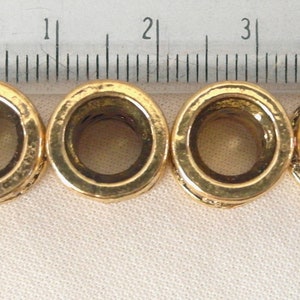 4pc Champagne Gold Crystal Rhinestone Antiqued Goldtone large hole Spacer Barrel Bead, 12mm x 9mm, hole measures 6mm across image 4