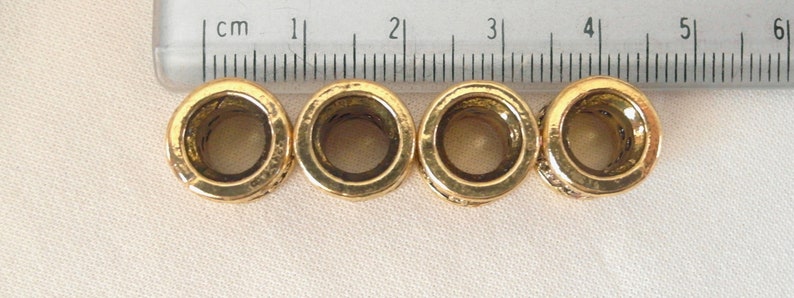 4pc Champagne Gold Crystal Rhinestone Antiqued Goldtone large hole Spacer Barrel Bead, 12mm x 9mm, hole measures 6mm across image 4