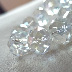 12&quot; strand Large 16mm Clear Crystal Faceted Rondelle Beads, AB finish, 24 pieces