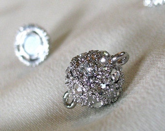 TWO 12mm Sparkling Rhinestone Magnetic Clasps