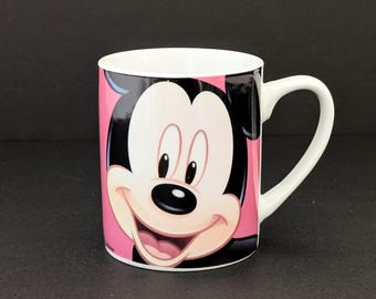 Vintage Disney Mickey and Minnie Mouse Two-Sided Coffee Cup | Disneyana Collector's Mug