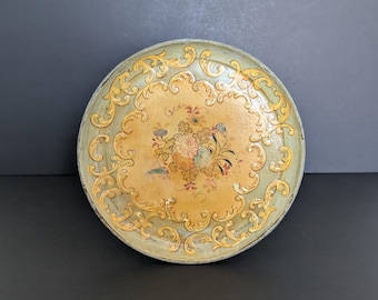 Vintage Hand-Painted Japanese MCM Floral Toleware Tray