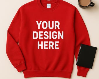 Red Gildan 18000 Mockup, Gildan 18000 Red, Red Sweatshirt Mockup, Red Crewneck Mockup, Red Sweater, Red Gildan Sweatshirt Simple