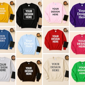 Gildan 18000 Mockup Bundle, Gildan 18000 Mockups, Sweatshirt Mockups, Hanging Sweatshirt Mockups, Simple Flat Lay Mockups, Mockup Bundle