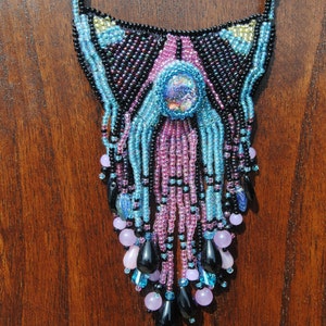 Butterly Inspired Peyote Stitch Bead Embroidered Necklace