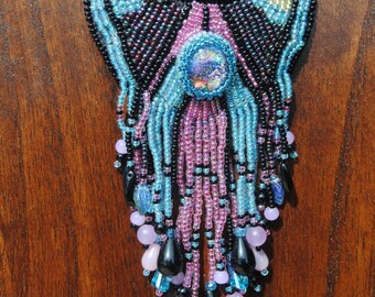 Butterly Inspired Peyote Stitch Bead Embroidered Necklace