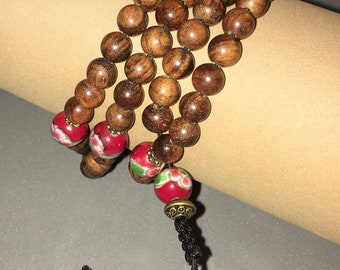 Rosewood Mala Wrist Wrap | Mala Stretch Bracelet | 4 x Wrist Wrap Bracelet | Prayer Beads