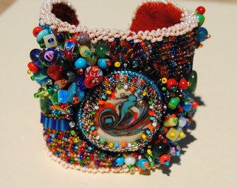 Cosmic Surfer Beadwork Statement Bracelet