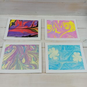 Cartões de felicitações artesanais ~ Capa marmorizada à mão ~ Interior em branco ~ Papelaria ~ Cartões de felicitações para todos os fins ~ OOAK