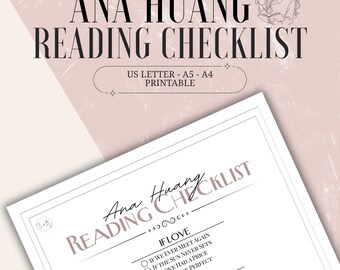 Liste de lecture d'Ana Huang | Liste de livres à imprimer | Formats Lettre, A4 et A5