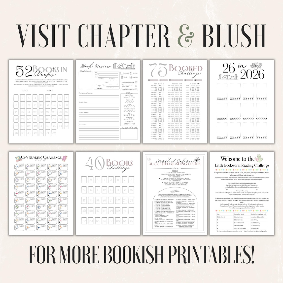 Custom Author Reading Checklist | Printable Book Tracker (digital ...