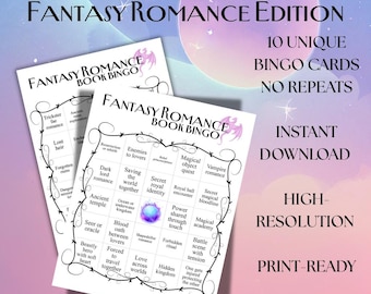 Fantasy Romance Bingo Printable | Reading Challenge Game | Bookish PDF