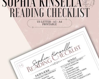 Liste de lecture complète de Sophia Kinsella | Liste de livres à imprimer | Formats Lettre, A4 et A5