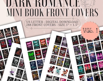 Couvertures de mini-livres de romance sombre, volume 1 | 288 couvertures à imprimer pour carnets de lecture, bocaux à livres et créations littéraires | Téléchargement PDF