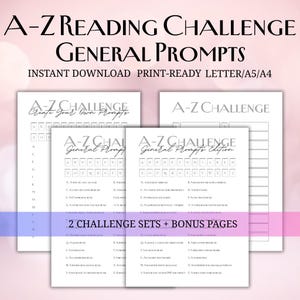 A–Z Reading Challenge | Printable Book Prompts | Reading Tracker Insert