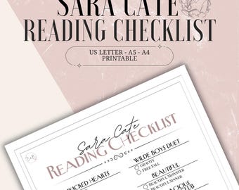 Liste de lecture de Sara Cate | Liste de livres à imprimer | Formats Lettre, A4 et A5