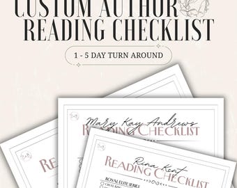 Liste de contrôle de lecture personnalisée de l'auteur | Suivi de livre imprimable (téléchargement numérique)