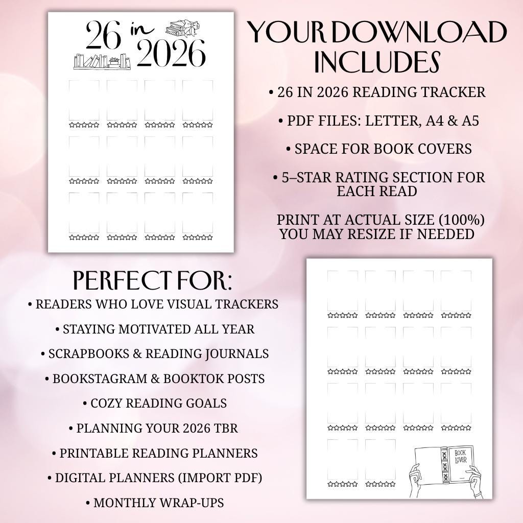 26 in 2026 Reading Challenge Printable | Book Tracker (PDF) - Etsy