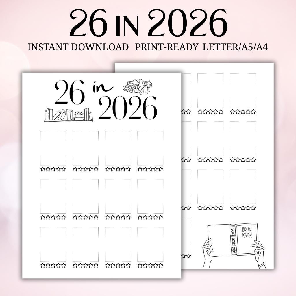 26 in 2026 Reading Challenge Printable | Book Tracker (PDF) - Etsy