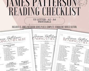 Liste de lecture de James Patterson à imprimer | Séries et romans indépendants | Insertion pour journal de lecture | Téléchargement numérique