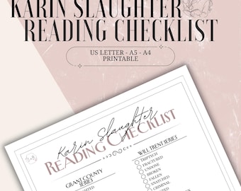 Karin Slaughter Reading Checklist: Printable Reading Log (Digital Download)