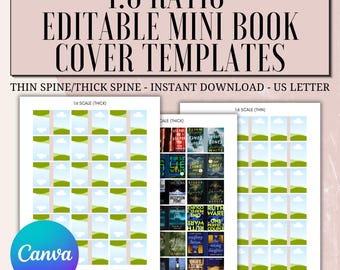 Modèles de couvertures de mini-livres modifiables à l'échelle 1:6 | Canva Journal, TBR Jar Crafts (Téléchargement numérique)