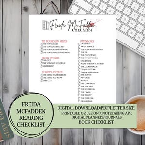 Freida McFadden Book Checklist: Printable Reading Log (Digital Download)