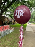 Personalized Jumbo Balloon- Large Balloon, Fringe Tail, Custom Vinyl Sticker