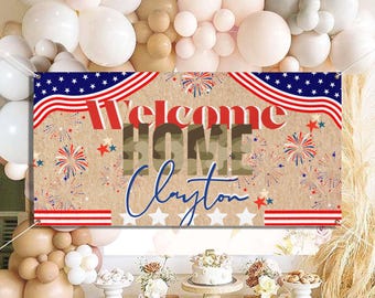 CUSTOMIZABLE Military Homecoming  - Army Navy Marines Air Force American Flag American Pride, Welcome Home Military Party Decor, Patriotic