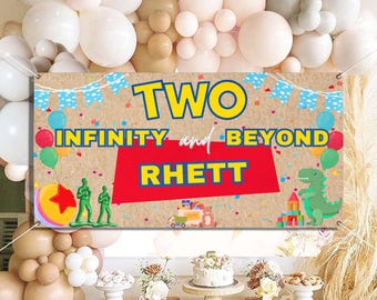 PERSONNALISABLE Anniversaire de Toy Story à l'infini et au-delà, bannière pour le 2e anniversaire, bannière personnalisée