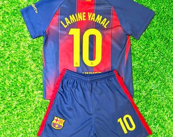 Uniforme infantil de fútbol Lamine Yamal, camiseta y pantalón corto, uniforme del FC Barcelona, sin marca