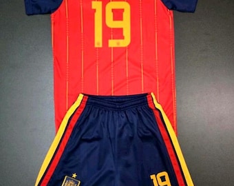 Completo da calcio per bambini in lamine Yamal, maglia e pantaloncini, Spagna, uniforme da calcio