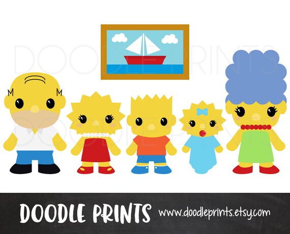 The Simpsons, Digital Clip Art Printable Images, Homer, Marge, Lisa, Bart, Maggie Family Clipart Design - Personal Use Only Il_570xn