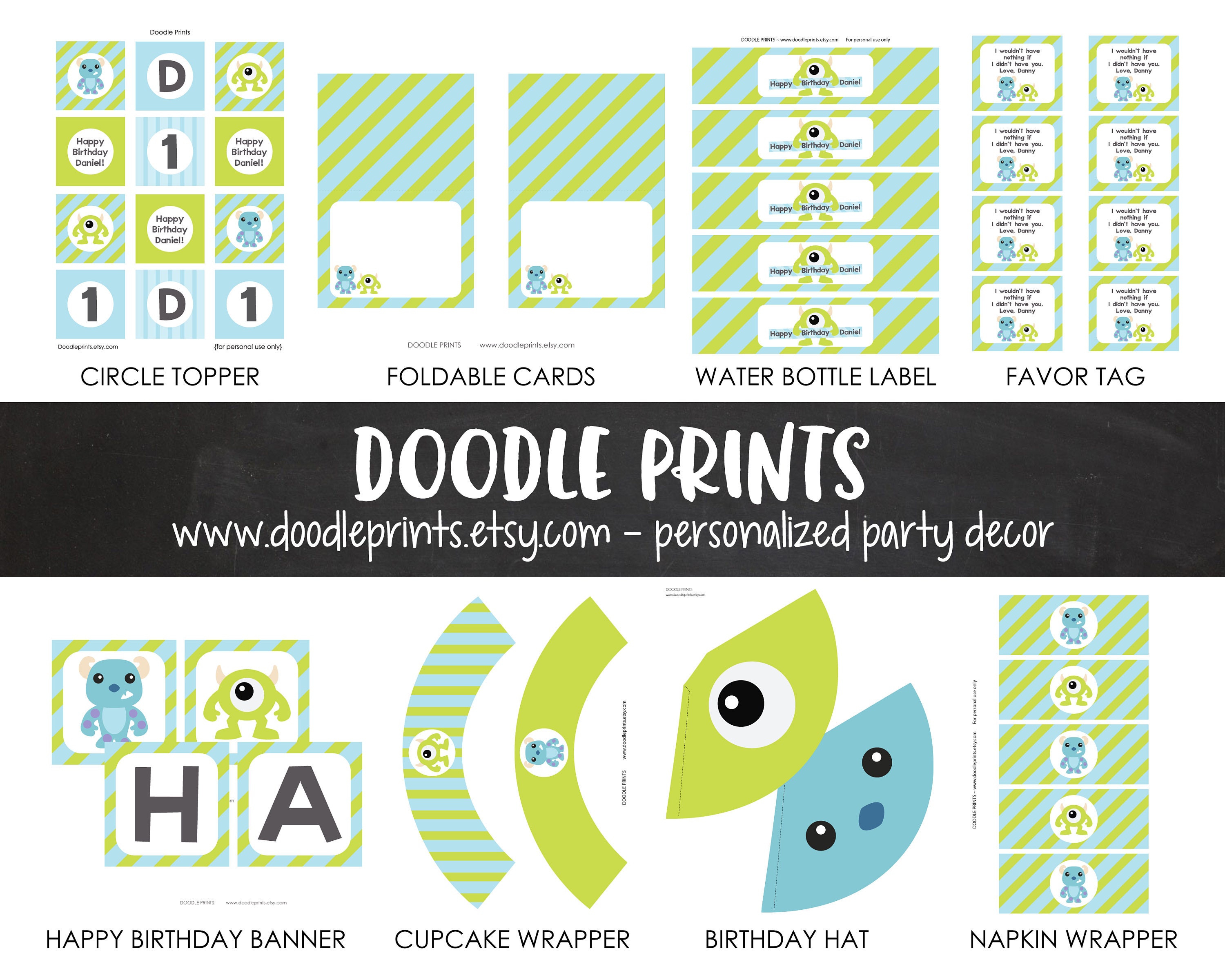 Printable Monsters INC Birthday Party Decor Package | Etsy